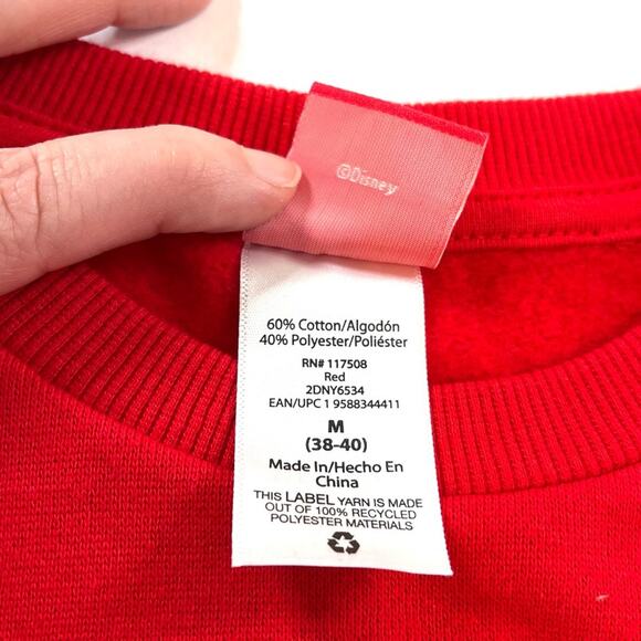 Disney Mickey Mouse Red Christmas Sweatshirt Unisex Size M - Picture 7 of 7